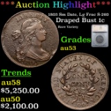 ***Auction Highlight*** 1803 Sm Date, Lg Frac Draped Bust Large Cent S-260 1c Graded au53 By SEGS (f