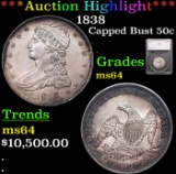 ***Auction Highlight*** 1838 Capped Bust Half Dollar 50c Graded ms64 By SEGS
