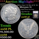 ***Auction Highlight*** 1880-cc Morgan Dollar Vam-7 '8/7 Rev of 78'  R-4 $1 Graded au58 pl By SEGS (