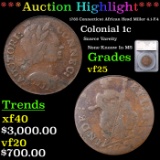 ***Auction Highlight*** 1785 Connecticut African Head Colonial Cent Miller 4.1-F.4 1c Graded vf25 By