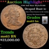 ***Auction Highlight*** 1798 Draped Bust Large Cent 2nd Hair Style/S-166  1c Graded ms63 bn By SEGS