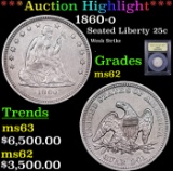 ***Auction Highlight*** 1860-o Seated Liberty Quarter 25c Graded Select Unc By USCG