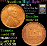 ***Auction Highlight*** 1916-d Lincoln Cent 1c Graded Gem+ Unc RD By USCG