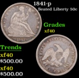 1841-p Seated Half Dollar 50c Grades xf