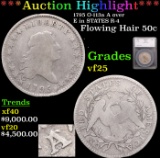 ***Auction Highlight*** 1795 Flowing Hair Half Dollar 50c O-113a A over E in STATES R-4 Graded vf25