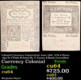 Colonial Currency Connecticut June 19th, 1776 6 Pence (6p) Fr-CT205 Printed By T. Green X-Slash Canc