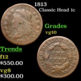 1813 Classic Head Large Cent 1c Grades vg+