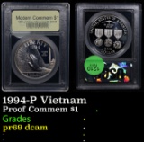 Proof 1994-P Vietnam Modern Commem Dollar $1 Graded GEM++ Proof Deep Cameo By USCG