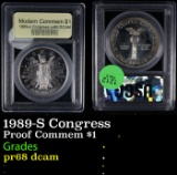 Proof 1989-S Congress Modern Commem Dollar $1 Graded GEM++ Proof Deep Cameo By USCG