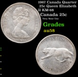 1967 Canada Quarter 25c Queen Elizabeth II KM-68 Grades Choice AU/BU Slider