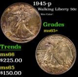 1945-p Walking Liberty Half Dollar 50c Grades GEM+ Unc