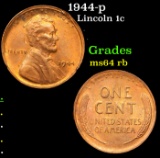 1944-p Lincoln Cent 1c Grades Choice Unc RB