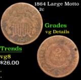 1864 Large Motto Two Cent Piece 2c Grades vg details