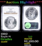 ***Auction Highlight*** NGC 1992 Silver Eagle Dollar $1 Graded ms69 By NGC (fc)