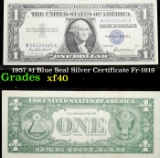 1957 $1 Blue Seal Silver Certificate Fr-1619 Grades xf