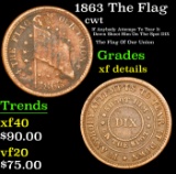 1863 The Flag Civil War Token 1c Grades xf details