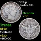 1899-p Barber Half Dollars 50c Grades vf+