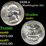 1938-s Washington Quarter 25c Grades GEM+ Unc