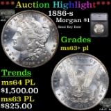 ***Auction Highlight*** 1886-s Morgan Dollar $1 Graded ms63+ pl By SEGS (fc)