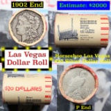 ***Auction Highlight*** Full Morgan/Peace Casino Las Vegas Horseshoe silver $1 roll $20, 1902 & P en