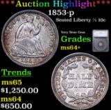 ***Auction Highlight*** 1853-p Seated Liberty Half Dime 1/2 10c Graded ms64+ By SEGS