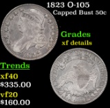 1823 Capped Bust Half Dollar O-105 50c Grades xf details