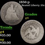 1856-p Seated Liberty Quarter 25c Grades g, good