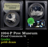 Proof 1994-P Pow Museum Modern Commem Dollar $1 Graded GEM++ Proof Deep Cameo By USCG
