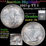 ***Auction Highlight*** 1917-p TY I Standing Liberty Quarter 25c Graded ms64+ fh By SEGS (fc)