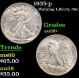 1935-p Walking Liberty Half Dollar 50c Grades Choice AU/BU Slider+