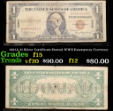 1935A $1 Silver Certificate Hawaii WWII Emergency Currency Grades f+