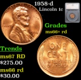 1958-d Lincoln Cent 1c Graded ms66+ rd By SEGS