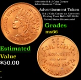 1776-1976 S & J Coin Corner Advertisement Token Grades GEM+ Unc