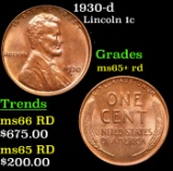 1930-d Lincoln Cent 1c Grades Gem+ Unc RD