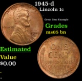 1945-d Lincoln Cent 1c Grades GEM Unc BN