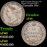 1888 Canada Quarter 25c Queen Victoria KM-5 Grades xf