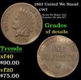 1863 United We Stand Civil War Token 1c Grades xf details