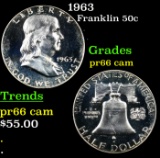 Proof 1963 Franklin Half Dollar 50c Grades GEM+ Proof Cameo