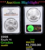 ***Auction Highlight*** NGC 1998 Silver Eagle Dollar $1 Graded ms69 By NGC (fc)