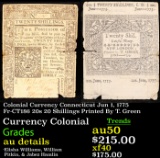 Colonial Currency Connecticut Jun 1, 1775 Fr-CT186 20s 20 Shillings Printed By T. Green Grades AU De