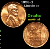 1958-d Lincoln Cent 1c Grades GEM+ Unc RD