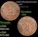 (1863) Knickerbocker Civil War Token 1c Grades vf+