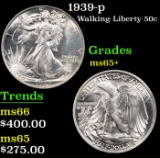 1939-p Walking Liberty Half Dollar 50c Grades GEM+ Unc