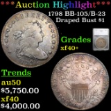 ***Auction Highlight*** 1798 Draped Bust Dollar BB-105/B-23 $1 Graded xf40+ BY SEGS (fc)