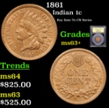 1861 Indian Cent 1c Graded Select+ Unc By USCG