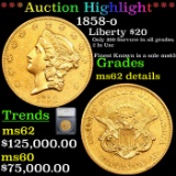 ***Auction Highlight*** 1858-o Gold Liberty Double Eagle $20 Graded ms62 details By SEGS (fc)