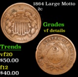 1864 Large Motto Two Cent Piece 2c Grades vf details