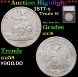 ***Auction Highlight*** 1877-s Trade Dollar $1 Graded au58 By SEGS (fc)