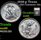 1938-p Texas Old Commem Half Dollar 50c Graded ms66 By SEGS