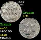 1852 Three Cent Silver 3cs Grades xf+